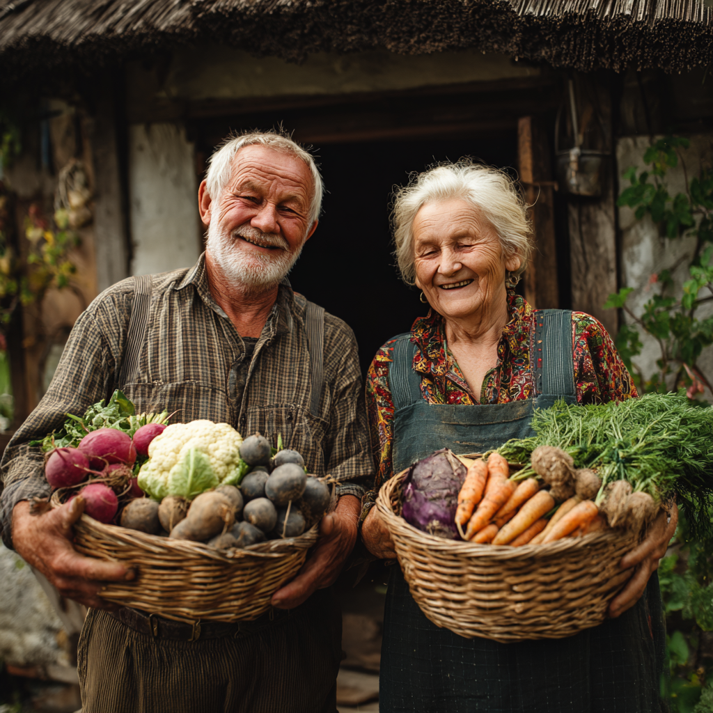 Nutritionist consulting with middle-aged Ukrainian woman about meal planning, both smiling while looking at healthy food charts on a table